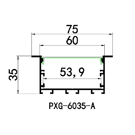 PXG-6035-A Conceal Mounted Aluminum Channel Profile For Led Strips