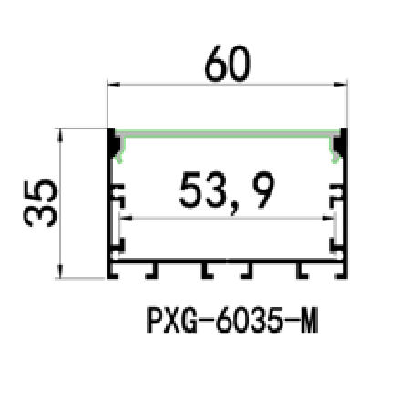 PXG-6035-M Surface Mounted Aluminum Channel Profile For Led Strips